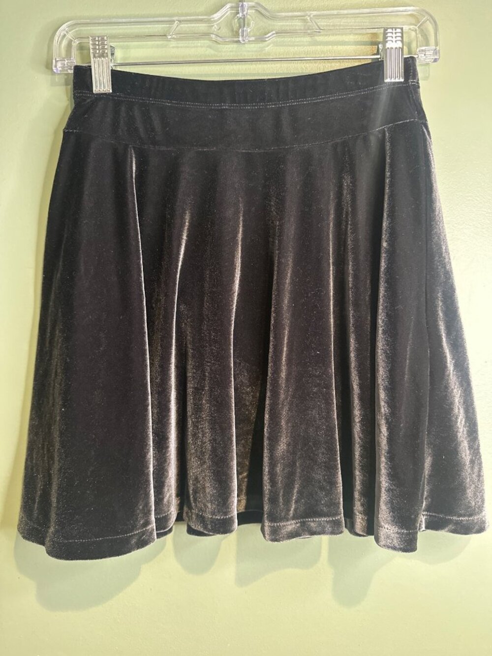 Black Lands' End Kids M Velvet Skater Skirt Stretch Pull On Back to School